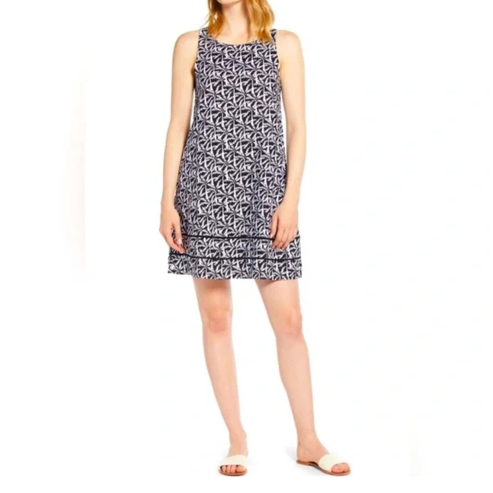 Vineyard Vines Linen Palm Print Sleeveless Beach A-Line Swing Mini